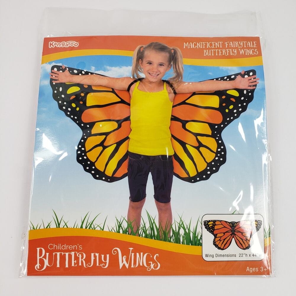 Childs Butterfly Wings Halloween Costume Kids Monarch Fairy Girl Youth Dress Up